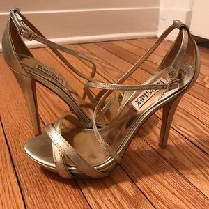 Badgley Mischka Gold Heels Sz 6